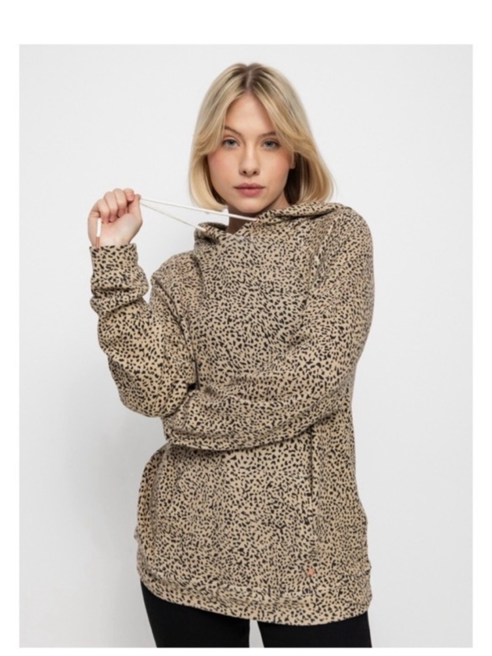 Volcom Leopard Print Hoodie - Beige & Black